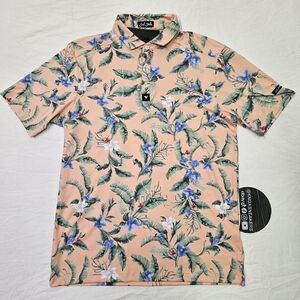 Bad Birdie Core Polo Flora Fiesta Short Sleeve Golf Shirt Men’s Size Small